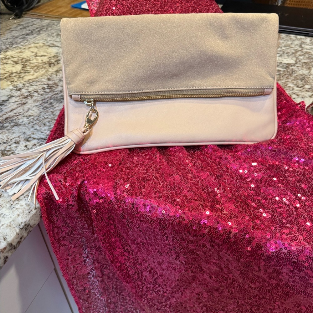 Who What Wear Beige Clutch with Tassel